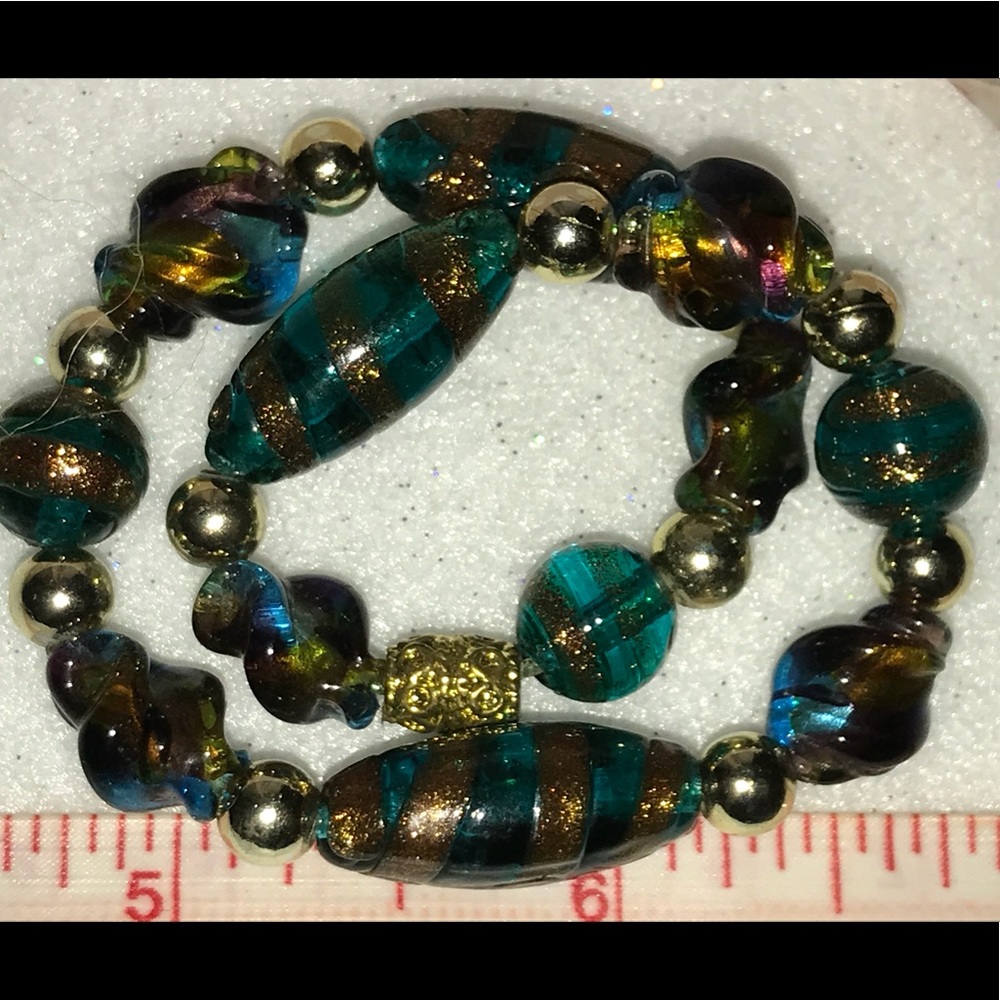 Gorgeous New Lampwork Glass Bead Stretch Bracelet